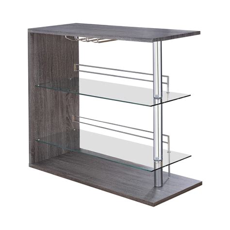 Rectangular 2-Shelf Bar Unit Grey - Hyme Furniture