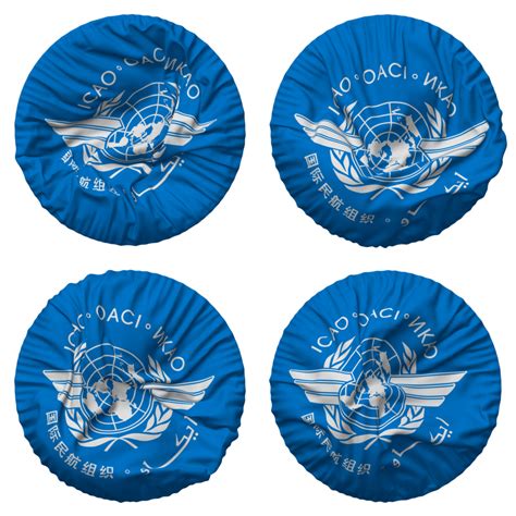 International Civil Aviation Organization, ICAO Flag in Round Shape Isolated with Four Different ...