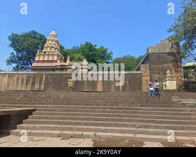 Wai, Maharashtra, India, 30 October 2022, Temple on Krishna Ghat, Bank of Krishna river ...