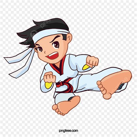 Taekwondo Cartoon White Transparent, Taekwondo Cartoon, Cartoon Clipart, Taekwondo Training ...