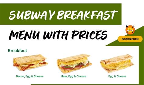 Subway Breakfast Menu