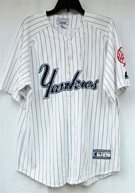 Vintage Starter New York Yankees Pin Striped Baseball Jersey Sewn Large ...