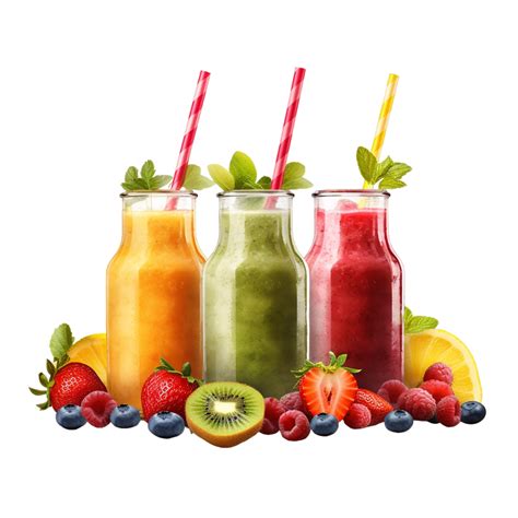 Healthy fresh fruit and vegetable smoothies with assort ai generative 29760969 PNG