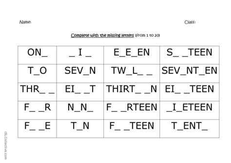 Numbers Spelling: English ESL worksheets pdf & doc