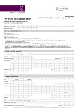 Fillable Online HIV PMB application form - TFG Medical Aid Scheme Fax Email Print - pdfFiller