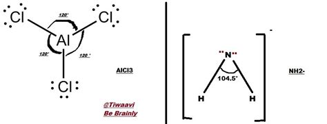 a) For the following molecule and ion AlCl3 and NH2 i. Draw the shape (showing the lone pair(s ...