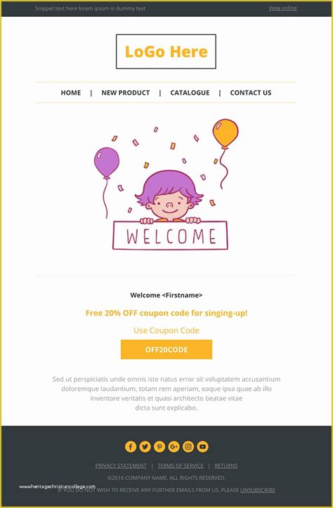 Welcome Email Template HTML Free Of top 20 Best Responsive and Open ...