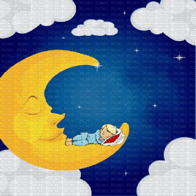 moon lune night nuit anime gif animated animation mond sky heaven child ...