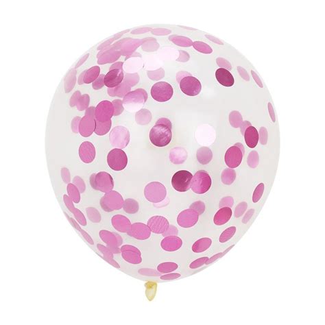 5 PINK CONFETTI BALLOONS 12"