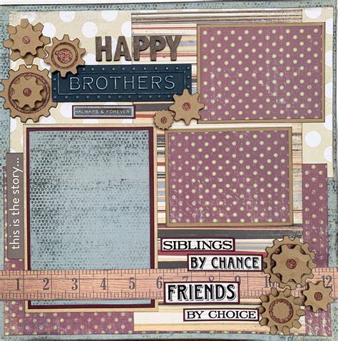 HAPPY BROTHERS 12x12 Scrapbook Layout Page in 2020 | 12x12 scrapbook layouts, Premade scrapbook ...