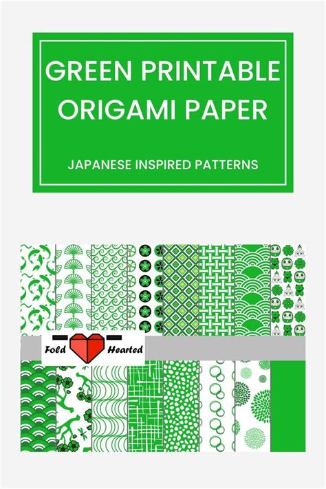 Green Origami Paper Value Pack, Japanese Inspired, 6 in X 6 in, to DOWNLOAD and PRINT | Origami ...