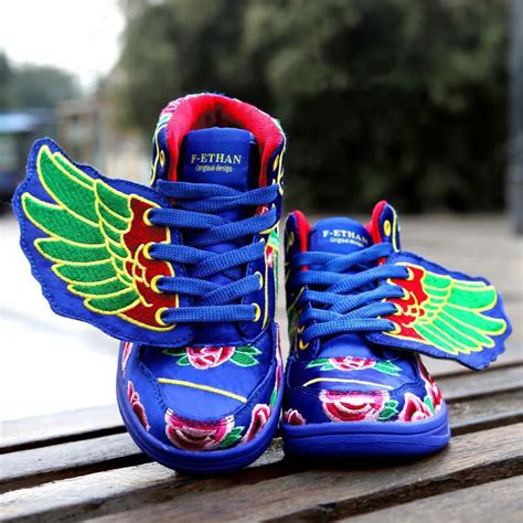 Super Cool Embroidery Wings Flower Boys&Girls Children Shoes Kids 2014 Spring Casual Basketball ...