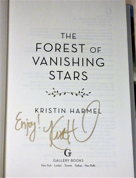 The Forest of Vanishing Stars by Kristin Harmel: Near Fine Hardcover (2021) 1st Edition, Signed ...