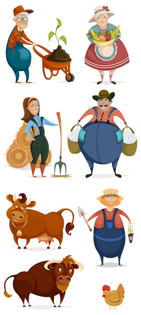 Family farm. Cartoon characters By kateja | TheHungryJPEG.com