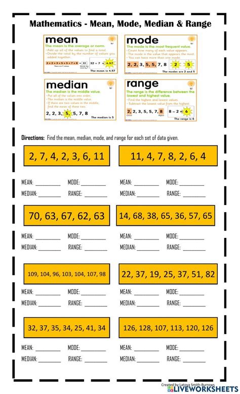 Mean, Median, Mode and Range Worksheets - Worksheets Library