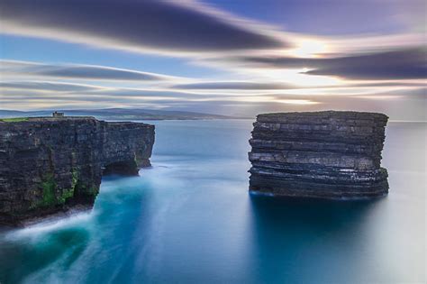 Sunset at Downpatrick Head, Ireland.