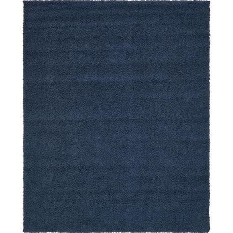 Unique Loom Solid Shag 8 x 10 Navy Blue Indoor Solid Area Rug in the ...