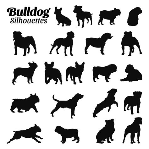 Set bulldog silhouette vector illustration. 22393237 Vector Art at Vecteezy