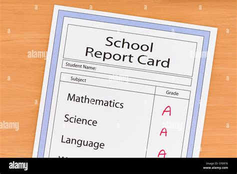 School Report Card showing all A Grades Stock Photo - Alamy