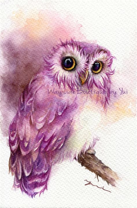 PRINT Owl Watercolor Painting 7.5 X 11 - Etsy