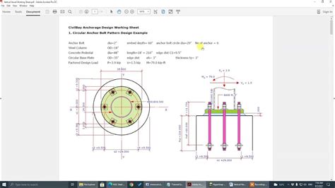 CivilBay Anchor Bolt Design - Circular Pattern Anchor Bolt and Circular Base Plate Design - YouTube