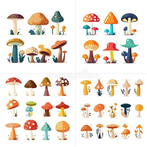 Colorful Forest Wild Collection of Assorted Edible Mushrooms, Vector Illustration Stock Vector ...