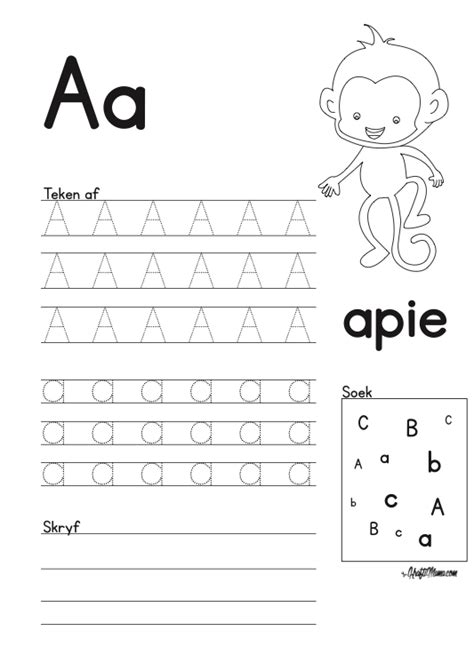 Leer Alfabet, Afrikaans | Alphabet worksheets preschool, Alphabet activities preschool, Kids ...