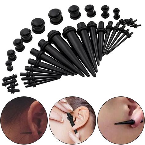 Crylic Ear Gauge Taper Tunnel Plug Expander Stretching Piercing Kit ...