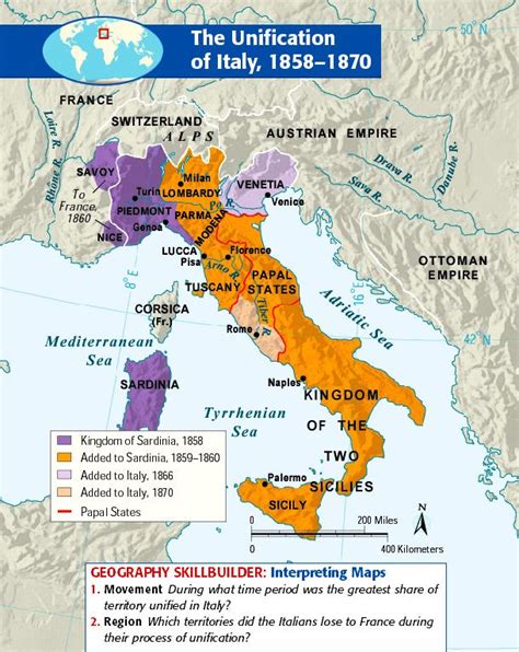 Unification of Italy Map | Italy map, European history, Italy history