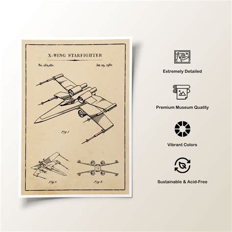 X Wing Starfighter: Buy Premium Framed Blueprints & Patent Art Online – Dessine Art