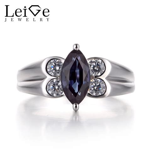 Leige Jewelry Alexandrite Wedding Ring Alexandrite Ring Marquise Cut Color Changing Gems 925 ...