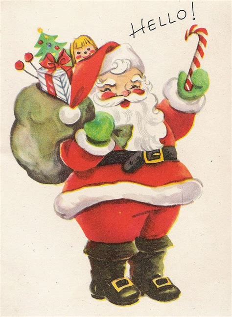 Christmas Illustration 933 - Vintage Christmas Cards - Santa Claus with ...