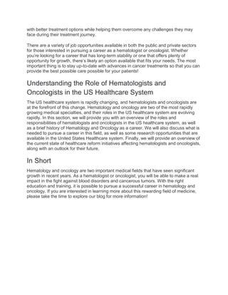 Careers in Hematology and Oncology | PDF