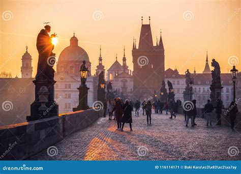 Charles Bridge in the Old Town of Prague at Sunrise Editorial Photo ...