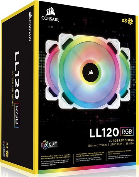 Corsair LL120 RGB 120mm Dual Light Loop RGB LED PWM Fan — (3) Triple ...