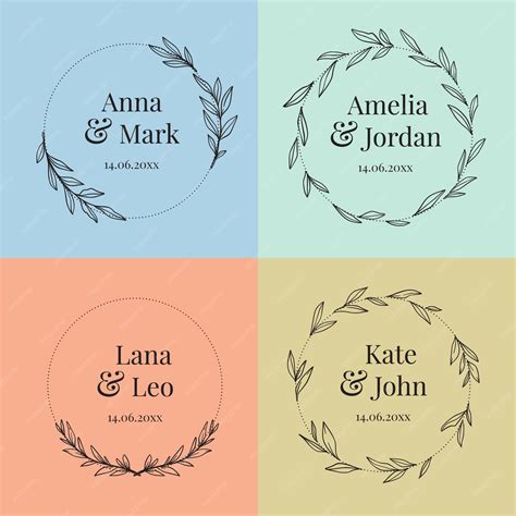 Free Vector | Collection of colorful wedding monograms