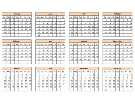 With this accessible calendar template, you only need to enter your desired calendar year and ...