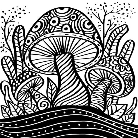 Premium Vector | Mushroom doodle zentangle hand drawing illustration.