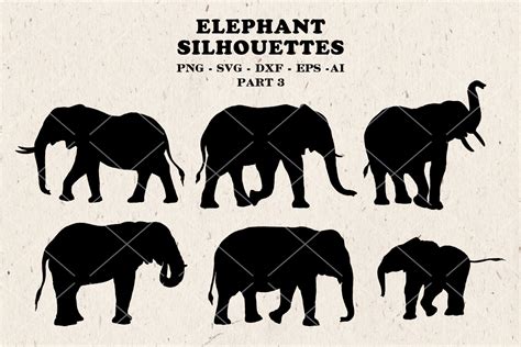 Elephant Silhouettes SVG Vector & PNG Graphic by SeaquintDesign ...