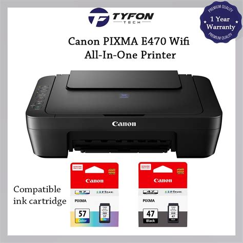 Canon PIXMA E470 Wifi All-In-One Inkjet Printer (K10447) Print Scan ...