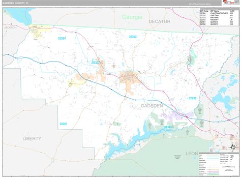 Gadsden County, FL Wall Map Premium Style by MarketMAPS