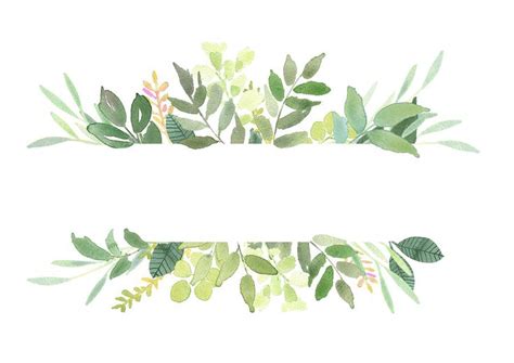 Green Leaves Frames - Foliage Clipart, Greenery Wedding Invites, Leaf clip art, watercolor ...