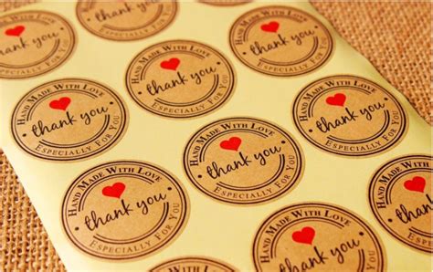 Kraft Handmade Stickers Kraft Thank You Sticker Set of 24 - Etsy