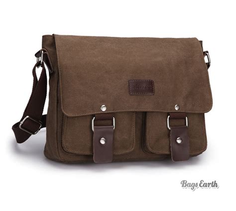 Mens Canvas Satchel Bags, Coffee Canvas Messenger Bag - BagsEarth