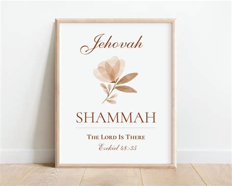 Jehovah Shammah Printable, Hebrew Names of God, the Lord is There, Christian Scripture Wall Art ...