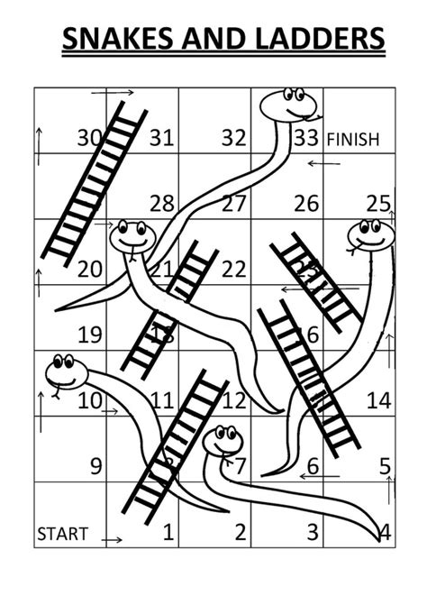 Printable Snakes and Ladders Game