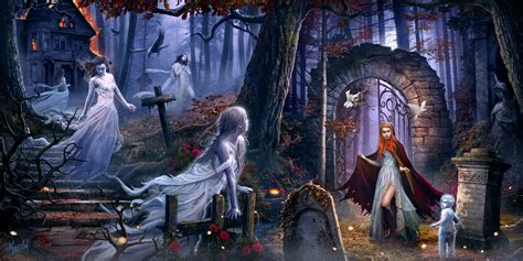 Haunting Cemetery Fantasy HD Wallpaper by Dusan Markovic