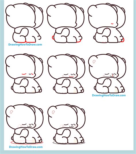 How to Draw The 2 Kawaii / Chibi Bears Hugging from Milk and Mocha – Easy Step by Step Drawing ...