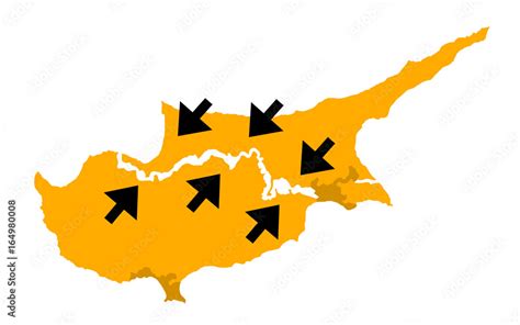 Map of cyprus with arrows as metaphors - conflict and war with arrows as military forces going ...