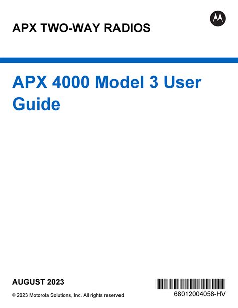 MOTOROLA APX 4000 USER MANUAL Pdf Download | ManualsLib